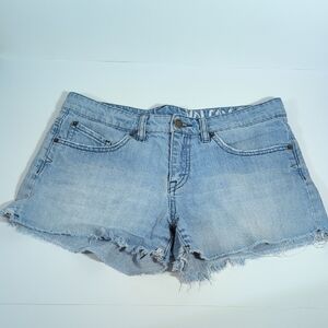 Volcom Blue Jean Shorts Distressed Frayed Hem Size 7